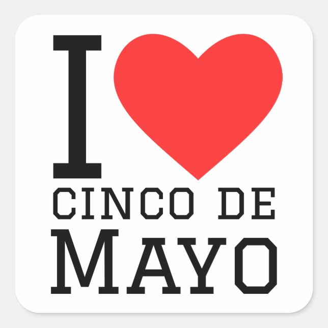 Sticker Carré J'aime le cinco de mayo (Devant)