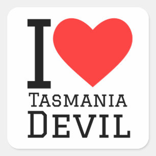 Sticker Carré J'aime le diable de Tasmanie