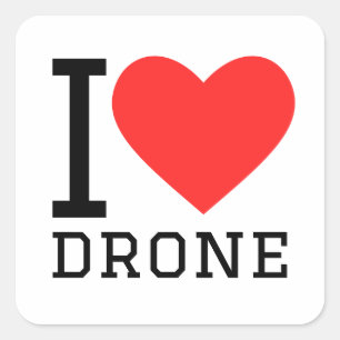 Sticker Carré J'aime le drone