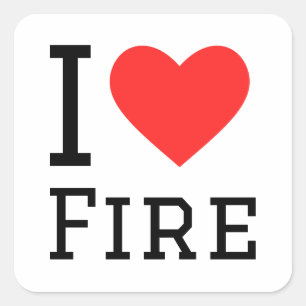 Sticker Carré J'aime le feu