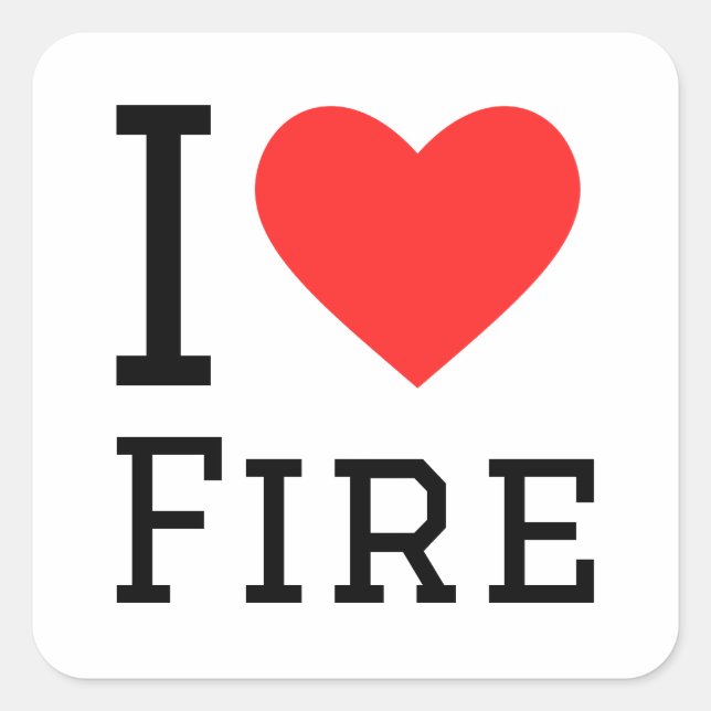 Sticker Carré J'aime le feu (Devant)