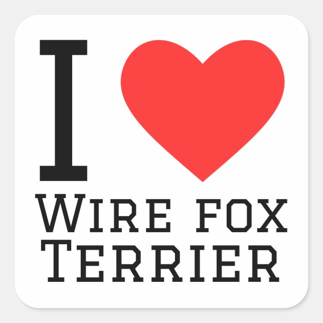 Sticker Carré J'aime le fil fox terrier (Devant)