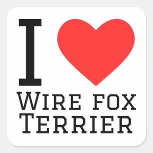 Sticker Carré J'aime le fil fox terrier