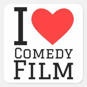 Sticker Carré J'aime le film comique