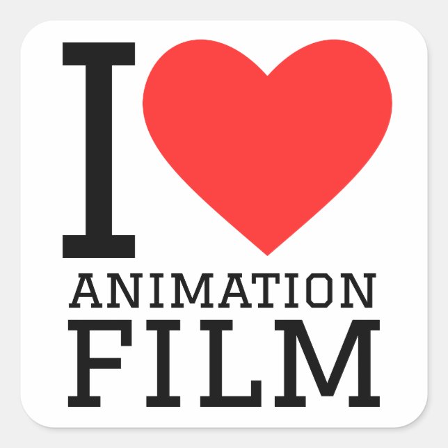 Sticker Carré J'aime le film d'animation (Devant)