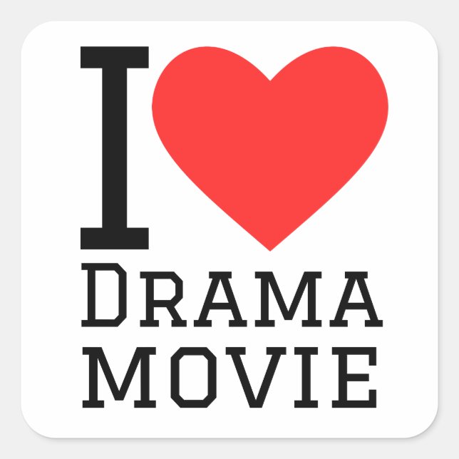 Sticker Carré J'aime le film dramatique (Devant)