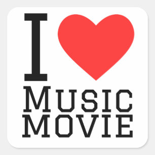 Sticker Carré J'aime le film musical