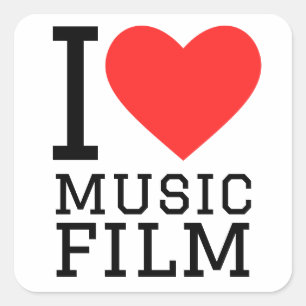 Sticker Carré J'aime le film musical