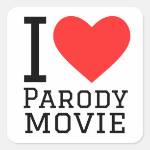Sticker Carré J'aime le film parodique