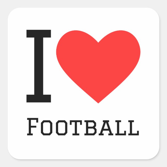 Sticker Carré J'aime le football (Devant)