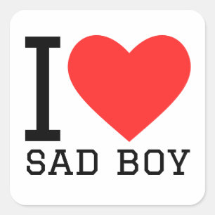 Sticker Carré J'aime le garçon triste