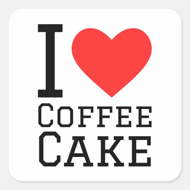 Sticker Carré J'aime le gâteau au café (Devant)