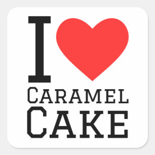 Sticker Carré J'aime le gâteau au caramel