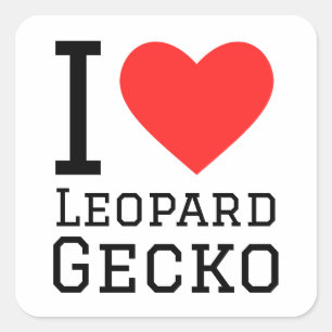 Sticker Carré J'aime le gecko léopard