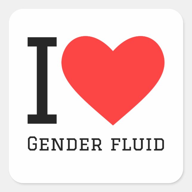 Sticker Carré J'aime le genre fluide (Devant)