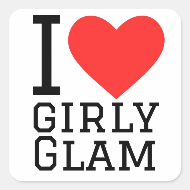Sticker Carré J'aime le glamour de poule (Devant)
