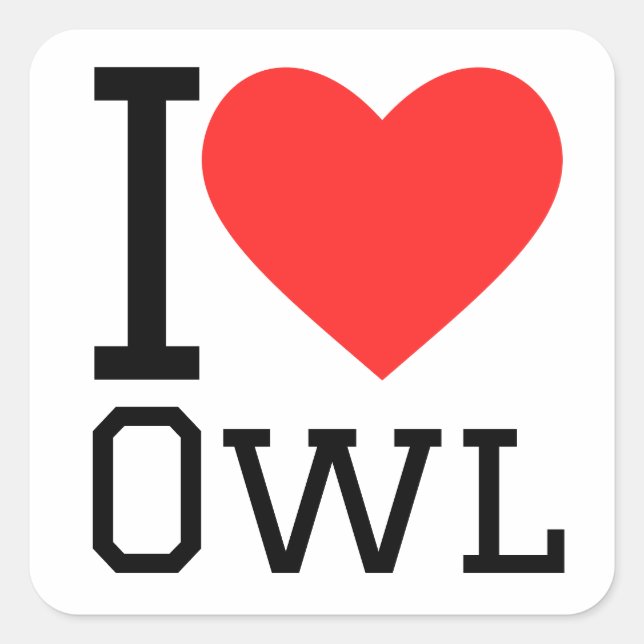 Sticker Carré J'aime le hibou (Devant)