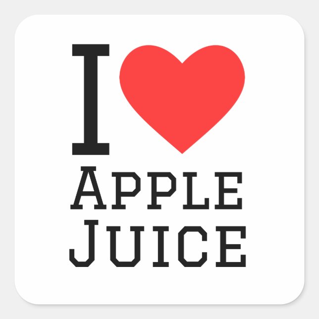 Sticker Carré J'aime le jus de pomme (Devant)