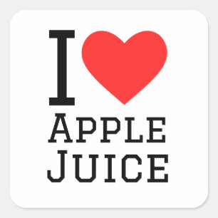 Sticker Carré J'aime le jus de pomme