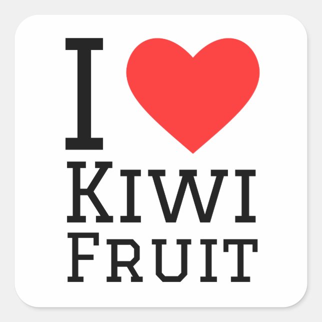 Sticker Carré J'aime le kiwi (Devant)