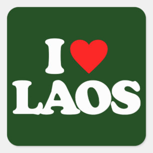 STICKER CARRÉ J'AIME LE LAOS