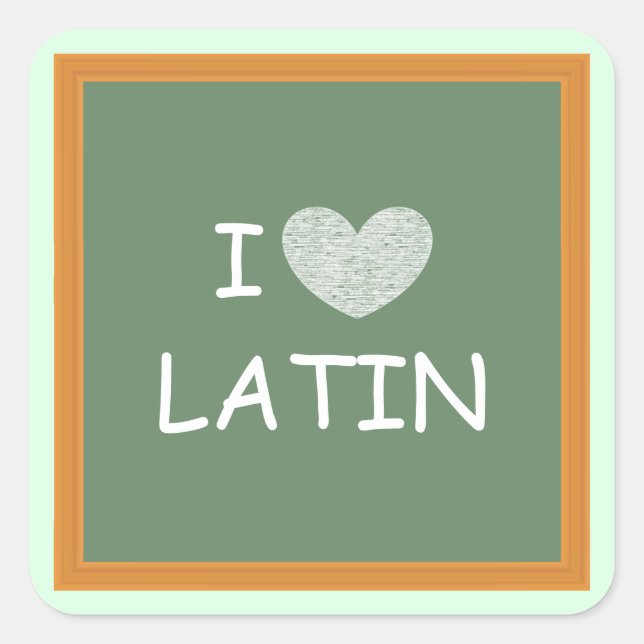 Sticker Carré J'aime le latin (Devant)