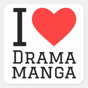 Sticker Carré J'aime le manga dramatique