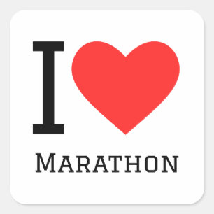 Sticker Carré J'aime le marathon