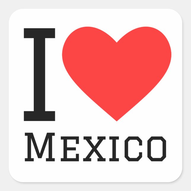 Sticker Carré J'aime le mexique (Devant)
