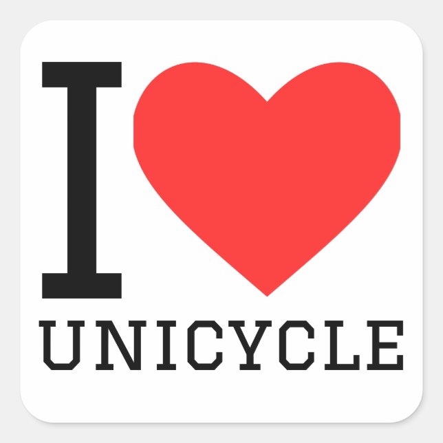 Sticker Carré J'aime le monocycle (Devant)