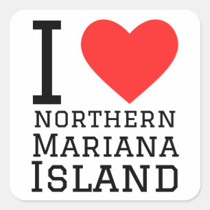 Sticker Carré J'aime le nord de l'île Mariana