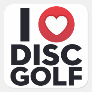 Sticker Carré J'aime le paquet d'autocollant de golf de disque