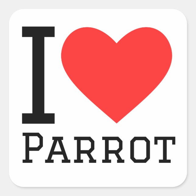Sticker Carré J'aime le perroquet (Devant)