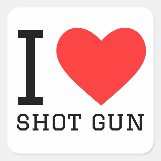 Sticker Carré J'aime le pistolet (Devant)