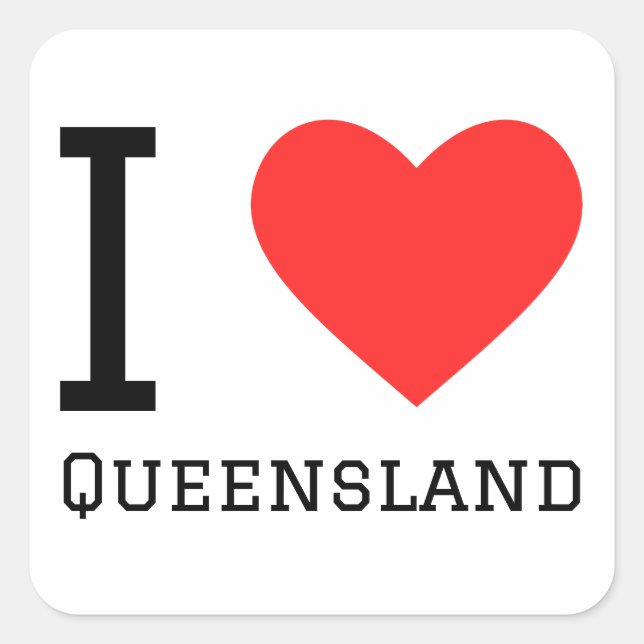 Sticker Carré J'aime le Queensland (Devant)