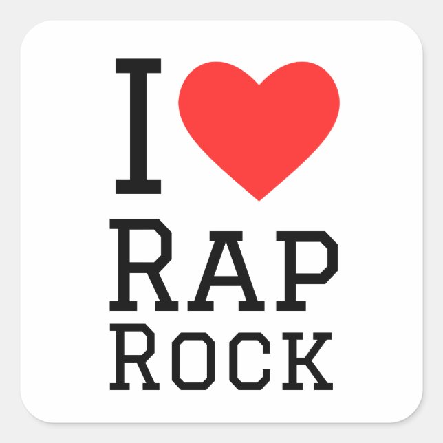 Sticker Carré J'aime le rap rock (Devant)