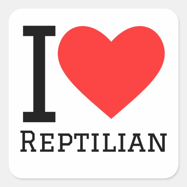 Sticker Carré J'aime le reptilien (Devant)