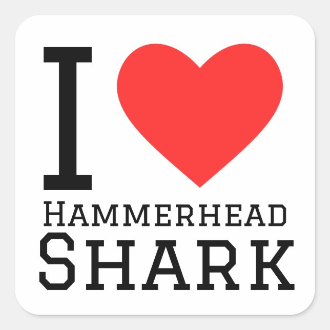Sticker Carré J'aime le requin marteau (Devant)