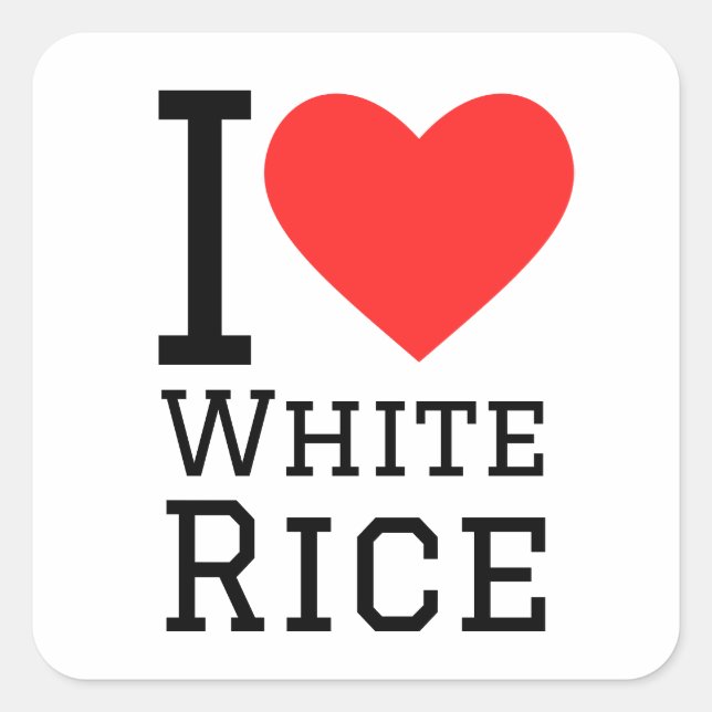 Sticker Carré J'aime le riz blanc (Devant)