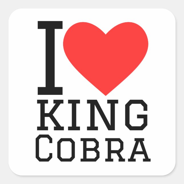 Sticker Carré J'aime le roi cobra (Devant)