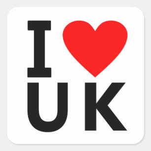Sticker Carré J'aime le Royaume-Uni pays comme voyage cardiaque