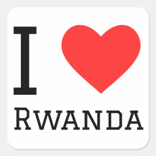 Sticker Carré J'aime le rwanda