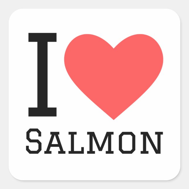 Sticker Carré J'aime le saumon (Devant)