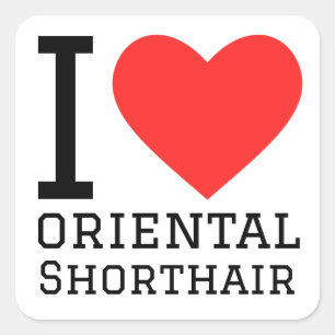 Sticker Carré J'aime le shorthair oriental