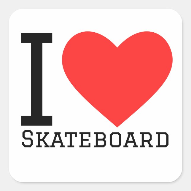 Sticker Carré J'aime le skateboard (Devant)