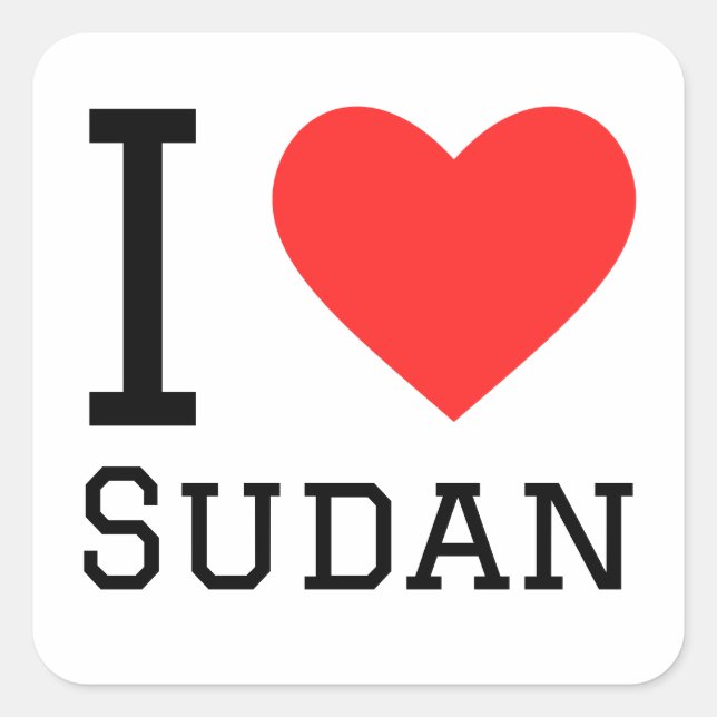 Sticker Carré J'aime le Soudan (Devant)