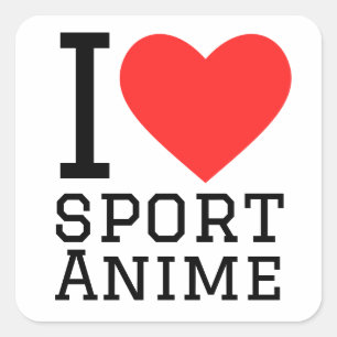 Sticker Carré J'aime le sport anime