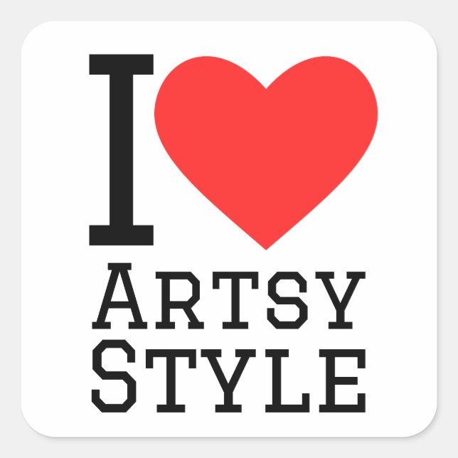 Sticker Carré J'aime le style artistique (Devant)