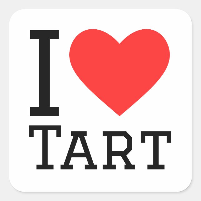 Sticker Carré J'aime le tarte (Devant)