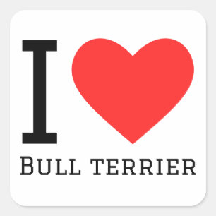 Sticker Carré J'aime le taureau terrier